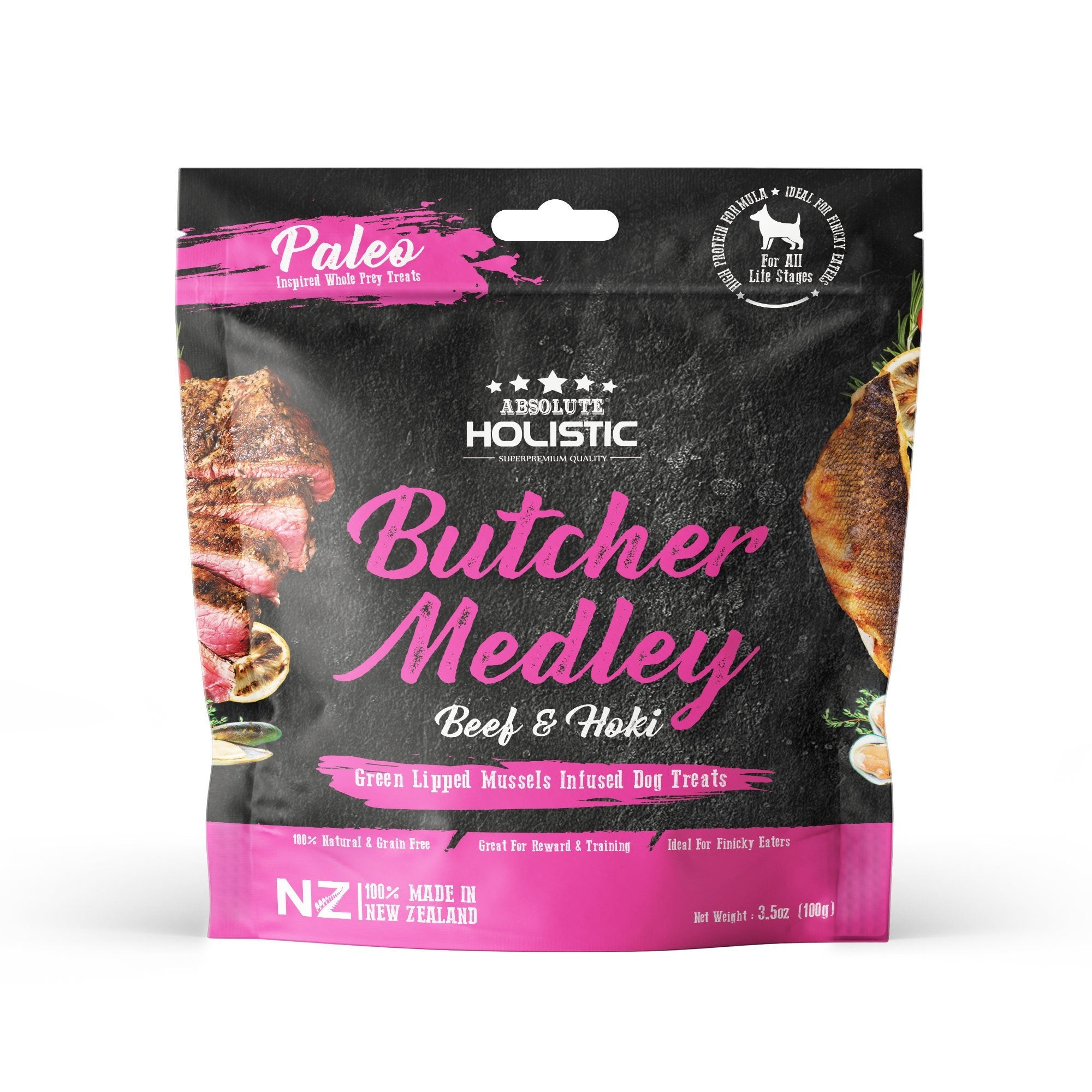 Absolute Holistic Air Dried Dog Treats Butcher Medley 100g^^^