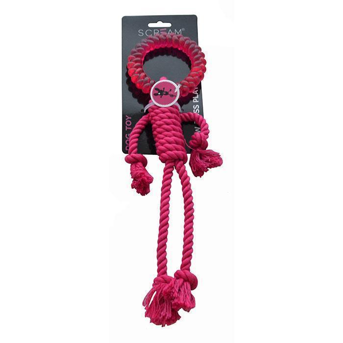 Scream Rope Man Pink Dog Toy^^^